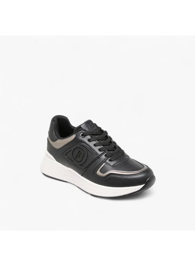 Flora Bella By Shoexpress Women Logo Embossed Sneakers with Lace-Up Closure