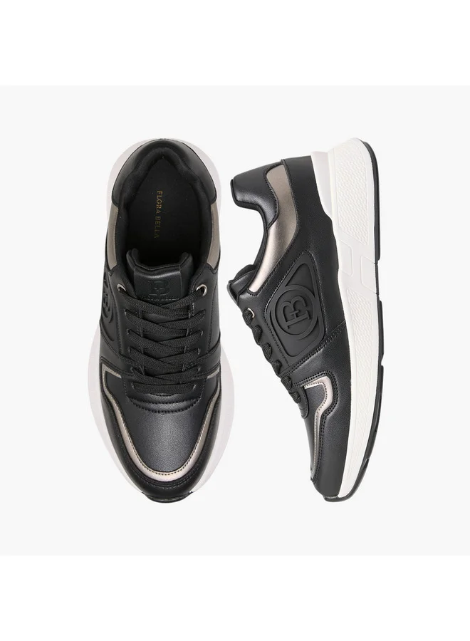 Flora Bella By Shoexpress Women Logo Embossed Sneakers with Lace-Up Closure