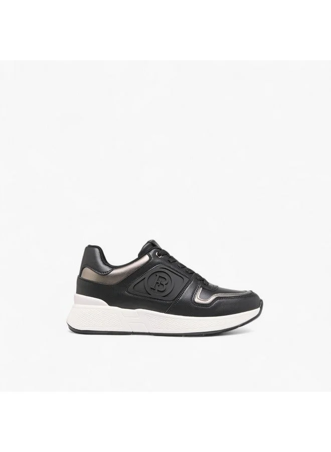 Women Logo Embossed Sneakers with Lace-Up Closure
