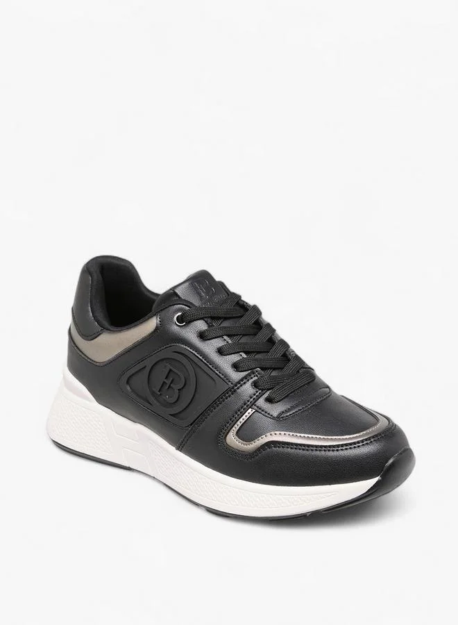Women Logo Embossed Sneakers with Lace-Up Closure