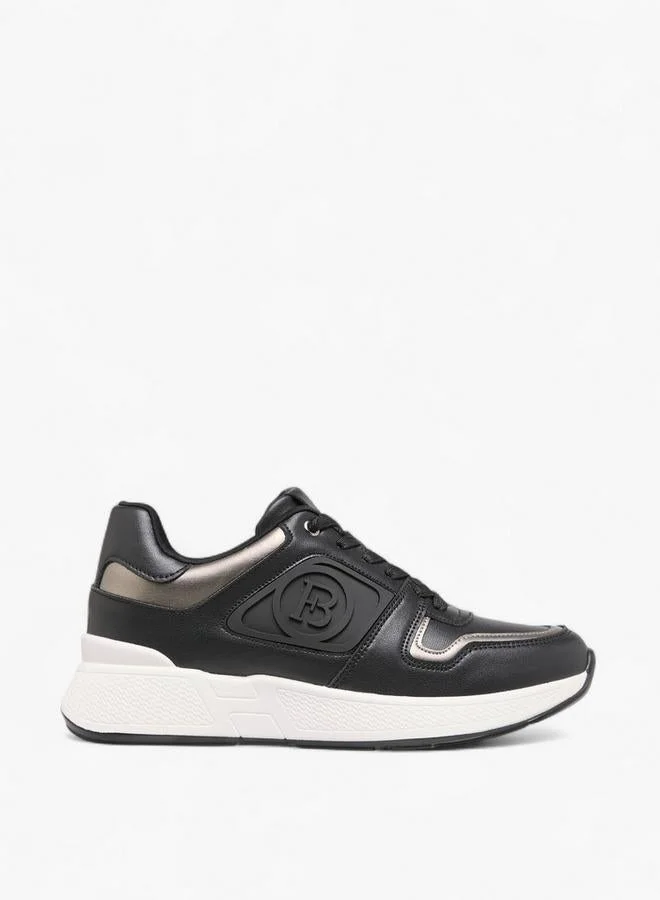 Women Logo Embossed Sneakers with Lace-Up Closure