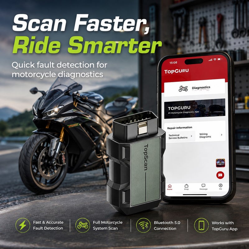TOPDON TopScan Moto Bluetooth Motorcycle Diagnostic Scanner Full-System Active Test