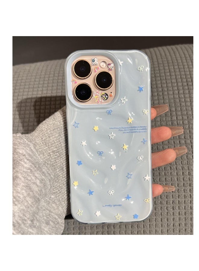 NIBEMINENT Star Bow Protective TPU Case Cover For IPhone 15 Plus, Blue - Image 1