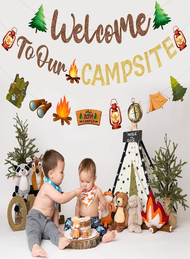 Fangleland Camping Party Decorations Welcome to Our Campsite Banner, Camper Garland for Lumberjack Birthday Baby Shower Adventure Party Supplies - Image 4