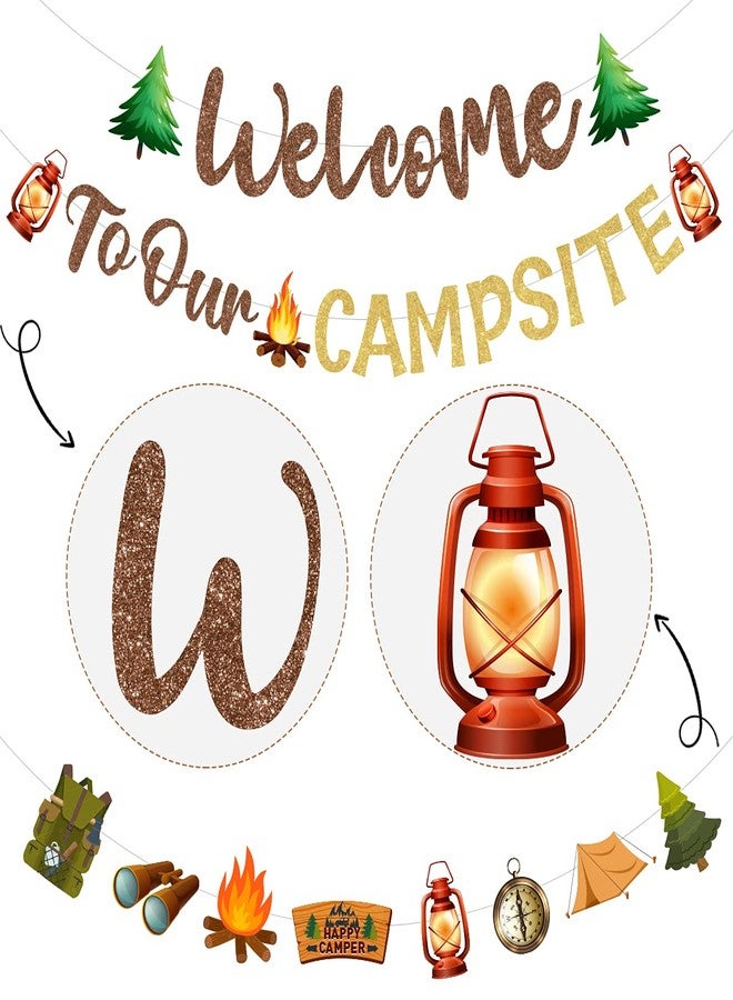 Fangleland Camping Party Decorations Welcome to Our Campsite Banner, Camper Garland for Lumberjack Birthday Baby Shower Adventure Party Supplies - Image 5