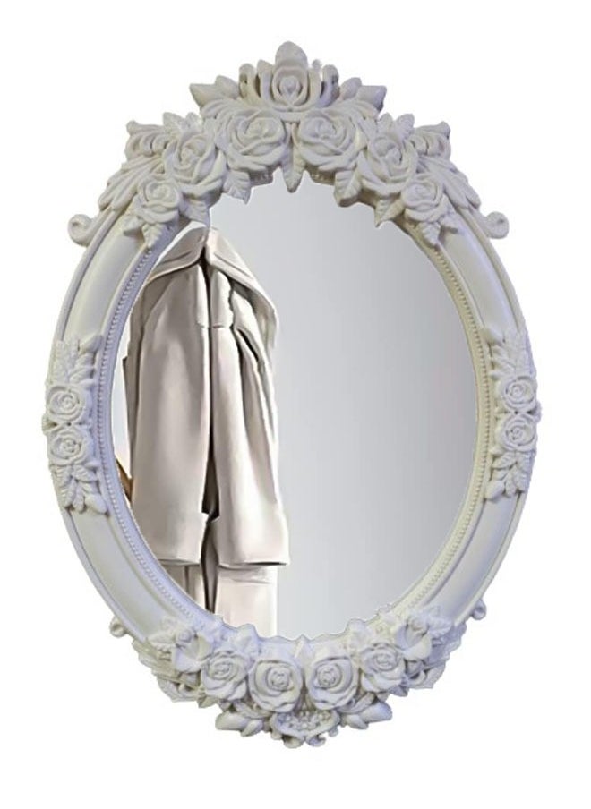 NKX Antique Design Oval Shaped Wall Mounted Hanging or Against Wall Frame Dressing Make-up Mirrors for Entryway Bedroom and Bathroom  - Image 1