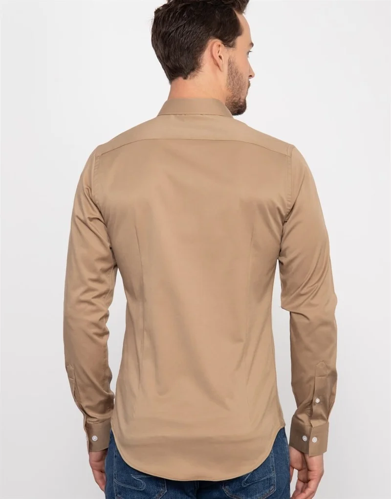 Tudors Slim Fit Lycra Plain Satin Men's Shirt
