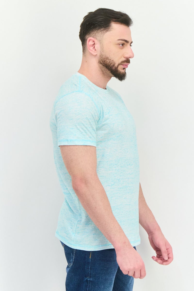 Company Eighty One Men Round Neck Short Sleeves Heather T-Shirt, Light Aqua Blue - Image 4