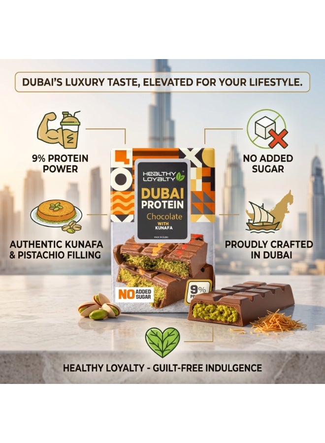 Dubai Protein Chocolate With Kunafa, 100 Gm, 9% Protein