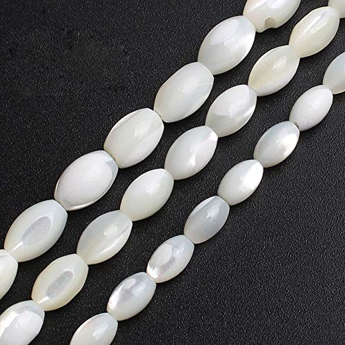 Rice White Mother of Pearl Shell Beads Loose Gemstone Beads for Jewelry Making Strand 15 Inch6x9mm