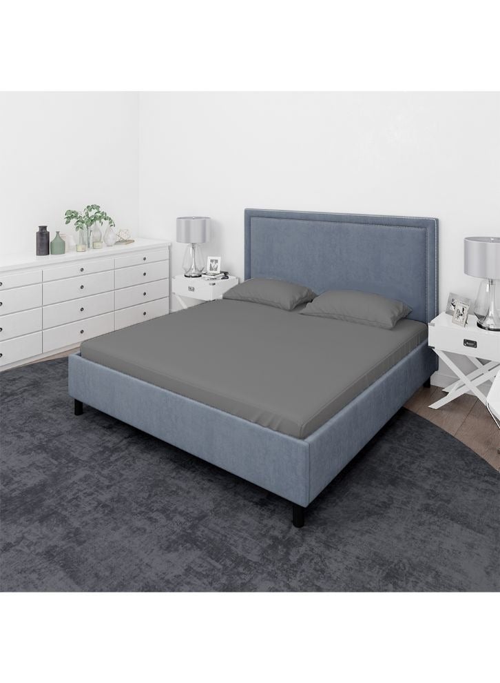 BYFT Orchard Exclusive (Grey) Queen Size Fitted Sheet 160x210 Cm (Set of 1 Pc) Cotton percale Weave, Soft and Luxurious, High Quality Bed linen -180 TC - Image 1