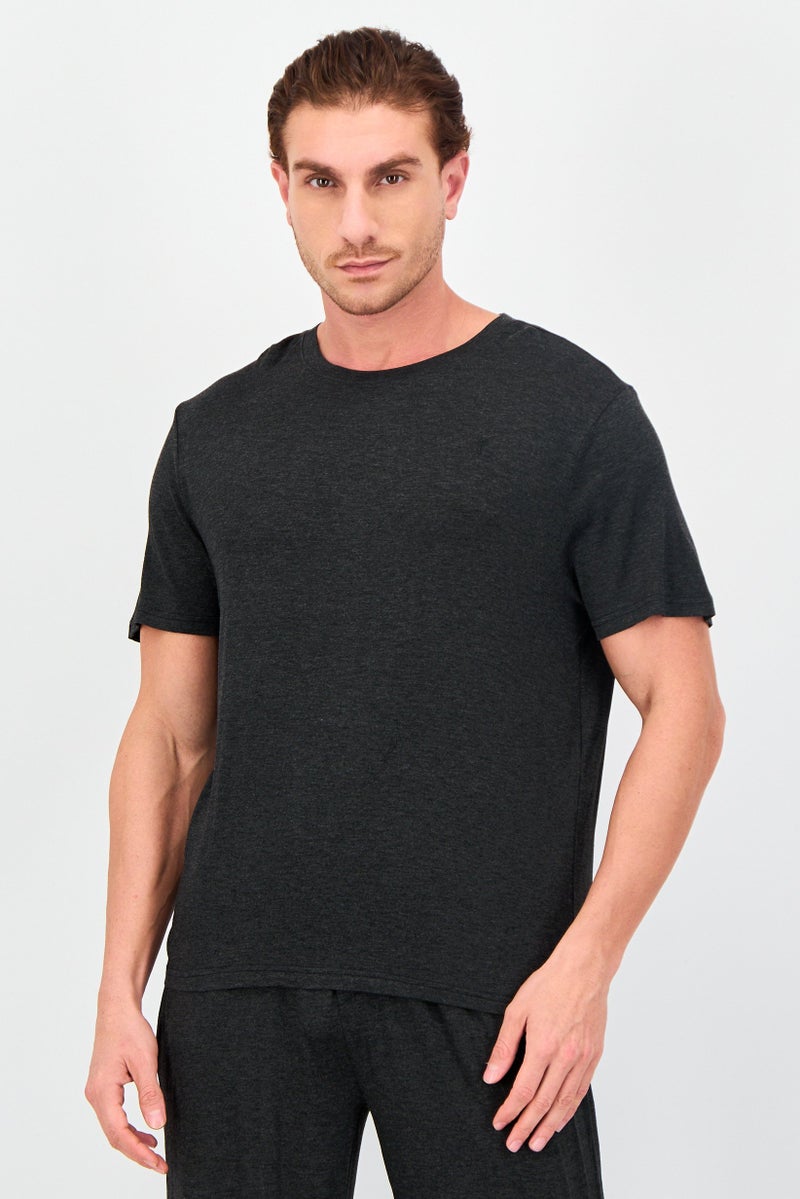 Frye Men 2 Pcs Heather Long Sleeve Top And Pajama Set, Black - Image 3