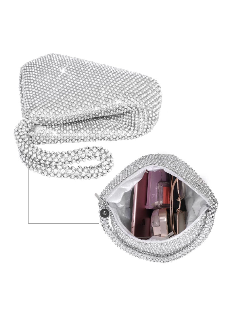 Zikra Women's Rhinestone Clutch Evening Bags Sparkly Glitter Triangle Purse for Party Prom Wedding - Image 3