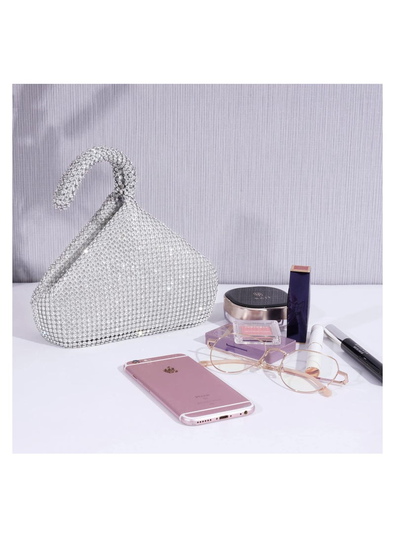 Zikra Women's Rhinestone Clutch Evening Bags Sparkly Glitter Triangle Purse for Party Prom Wedding - Image 4
