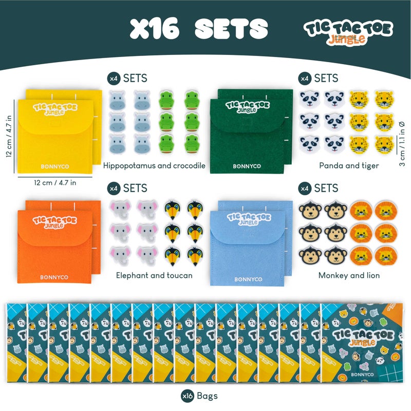 BONNYCO Tic Tac Toe Game Pack 16 Jungle Animals Kids Party Favors. Safari Goodie Bags Stuffers for Kids 3-5 4-8, Goody Bag Stuffers Pinata. Return Gifts for Birthday Party, Mini Games Bulk Travel - Image 3