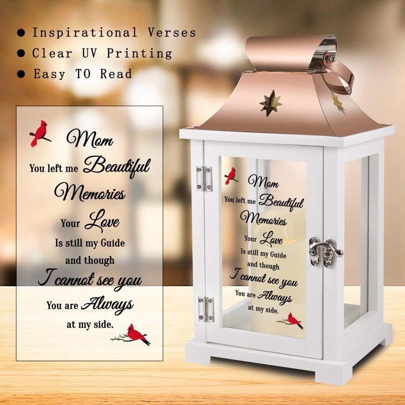 liantudy Memorial Lantern, Sympathy Gifts for Loss of Mom/Loved One, Bereavement Gifts, in Memory Loved One Lantern,Celebration Life, Funeral Lantern,Mom You Left me Beautiful Memories - Image 5