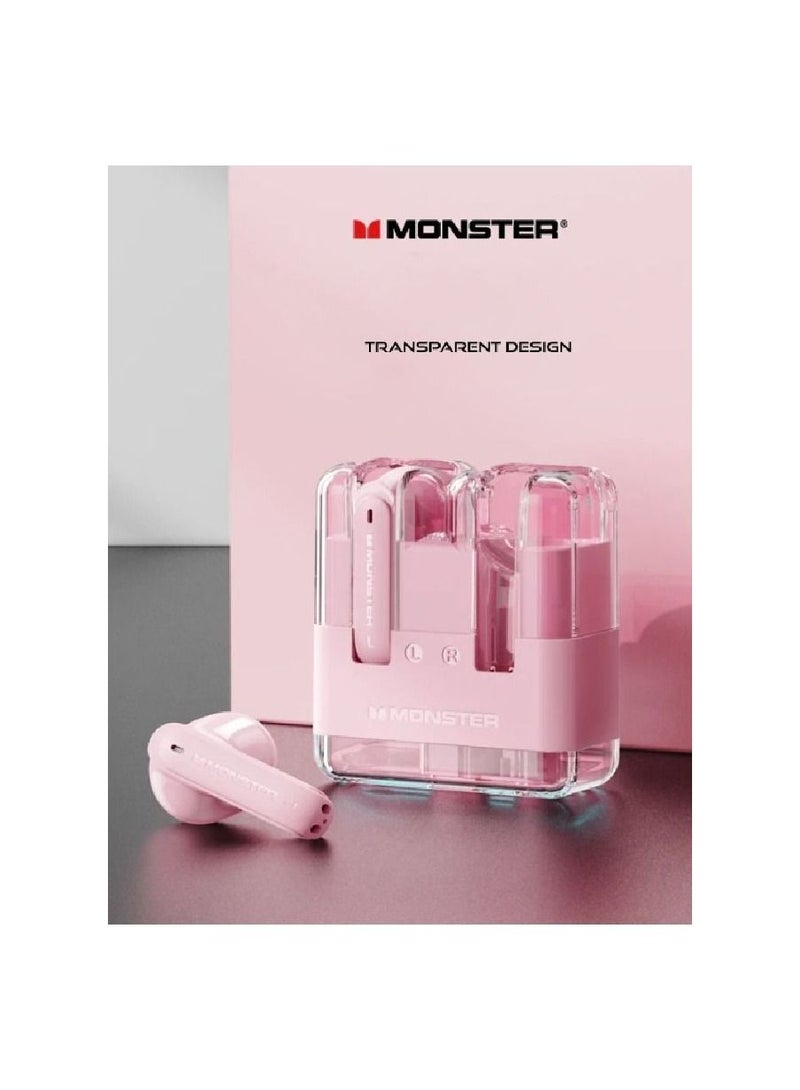 Monster Bluetooth 5.3 TrueWireless Earbuds XKT12 Pink - Image 1
