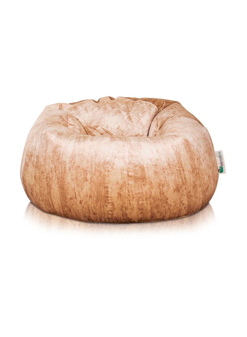 ANDERSON Ultra Soft Medium Luxury Velvet Bean Bag Chair Filling with Beans Highly Comfortabl Suitable For Kids And Adults Beige Colour - Image 1