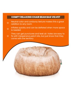 ANDERSON ANDERSON Ultra Soft Medium Luxury Velvet Bean Bag Chair Filling with Beans Highly Comfortabl Suitable For Kids And Adults Beige Colour  - Image 5
