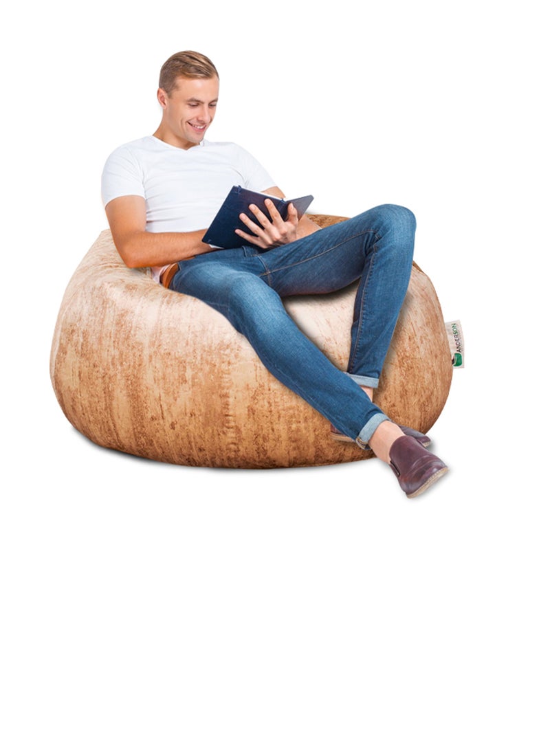 ANDERSON Ultra Soft Medium Luxury Velvet Bean Bag Chair Filling with Beans Highly Comfortabl Suitable For Kids And Adults Beige Colour - Image 4