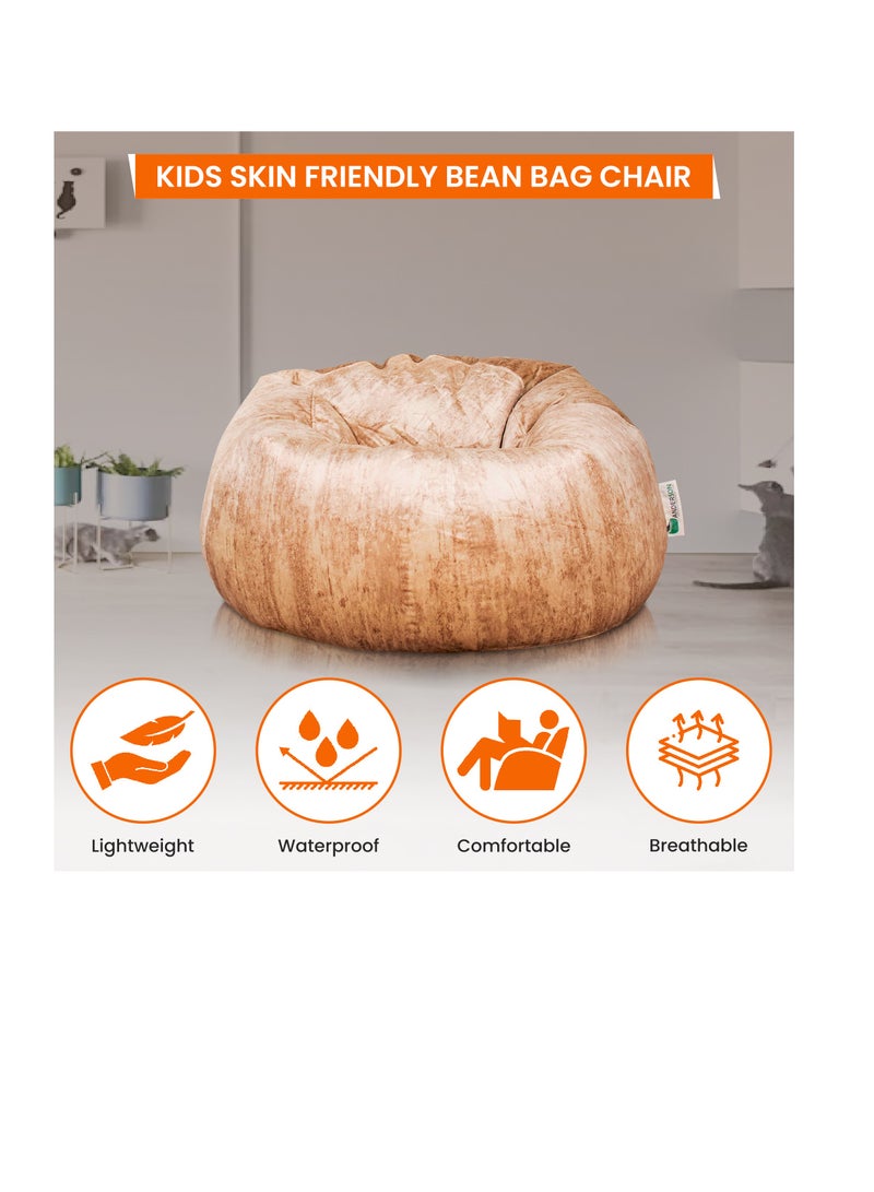 ANDERSON Ultra Soft Medium Luxury Velvet Bean Bag Chair Filling with Beans Highly Comfortabl Suitable For Kids And Adults Beige Colour - Image 3