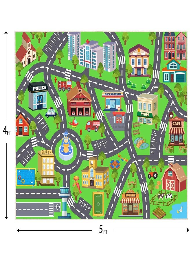 OHDS Kids Room Rug - Soft & Non-Slip 4x5 Ft Town Car Rugs City Map Play Mat, Childrens Road Carpet Washable Playmat for Classroom Nursery Bedroom Boys - Image 2