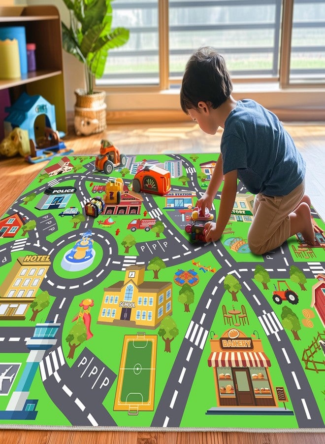 OHDS Kids Room Rug - Soft & Non-Slip 4x5 Ft Town Car Rugs City Map Play Mat, Childrens Road Carpet Washable Playmat for Classroom Nursery Bedroom Boys - Image 3