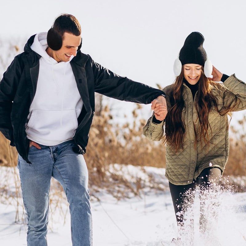 RONRONS Women Soft Plush Earmuffs Outdoor Warmers with Pearl Headband - Image 2