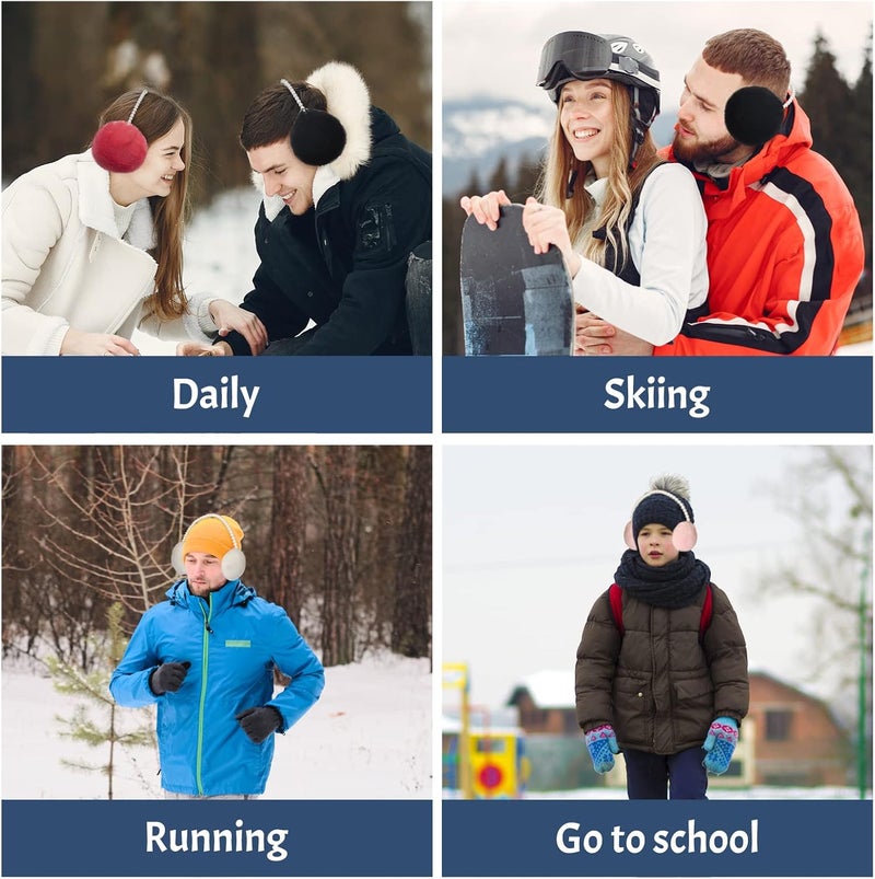 RONRONS Women Soft Plush Earmuffs Outdoor Warmers with Pearl Headband - Image 4