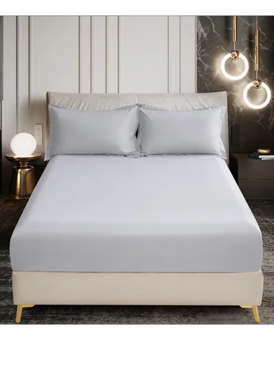 Donetella Bedding Fitted Sheet - Fits 180x200 Cm For King Bed - 3 Pcs (1 Fitted Sheet and 2 Pillowcases) - 35 Cm Deep Pocket - Solid Bed Sheet