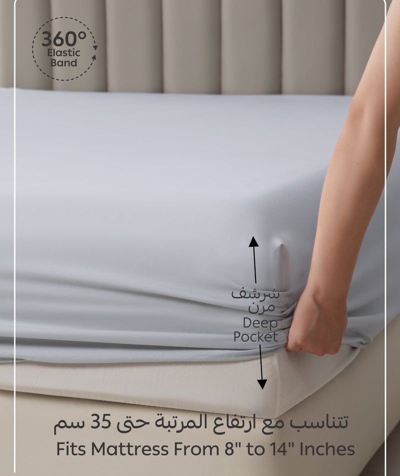Donetella Bedding Fitted Sheet - Fits 180x200 Cm For King Bed - 3 Pcs (1 Fitted Sheet and 2 Pillowcases) - 35 Cm Deep Pocket - Solid Bed Sheet - Image 4