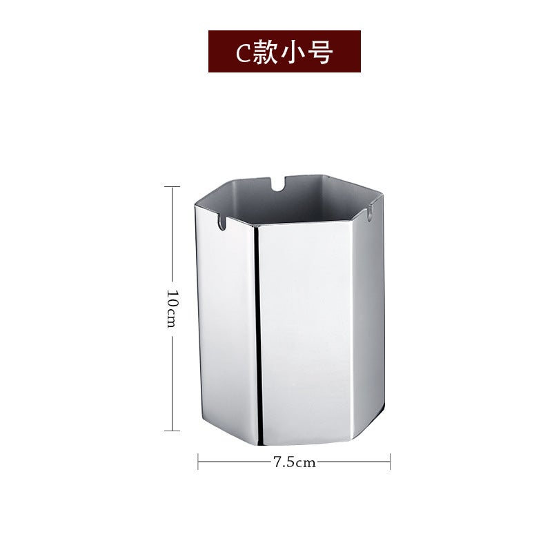 Stainless Steel Ashtray Creative Ashtray Living Room Internet Cafe Creative Ashtray Large Windproof With Column European Style Ashtray - Image 1