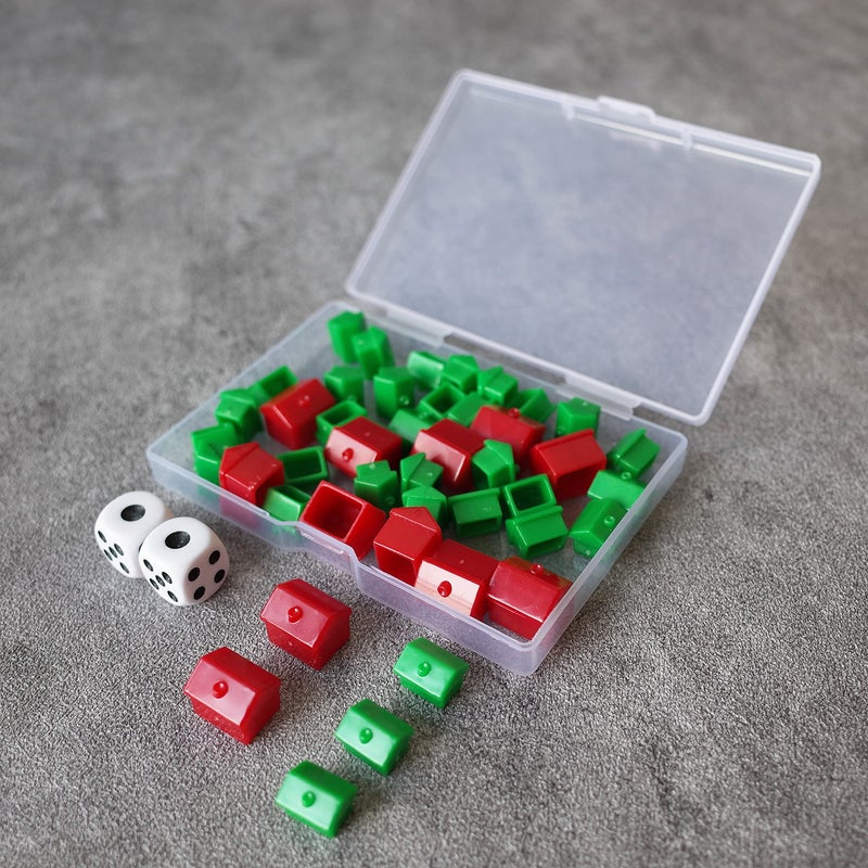 FOIBURELY 46 Pieces Game Replacement Pieces Games Hotels Houses and Dice, Game Set of Plastic - Image 3