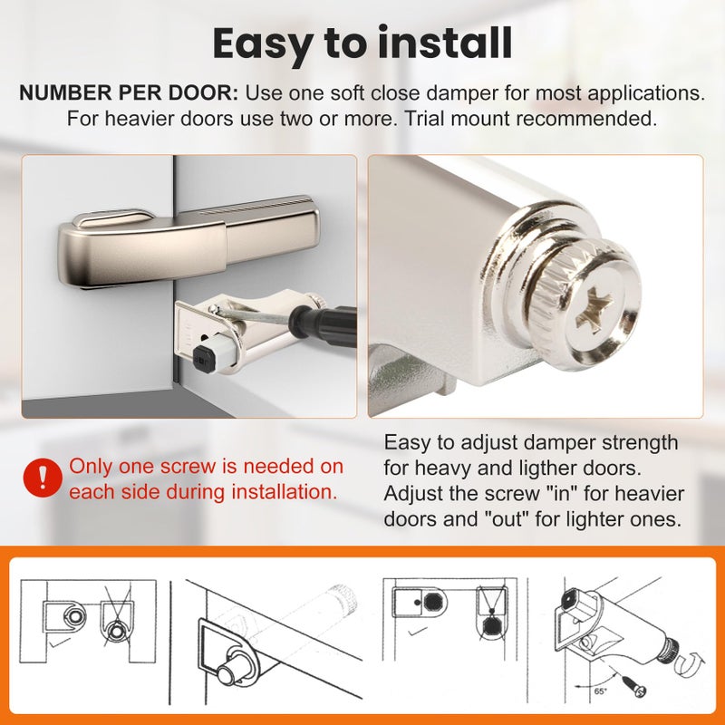 Fengind 25 Pcs Soft Close Damper for Cabinet Doors/Wardrobe Doors,Adjustable Hydraulic Buffer,Noise Reduction & Smooth Closure,Universal Fit for Kitchen, Bathroom & Furnitureï¼ˆIncludes Matching Screwsï¼‰ - Image 5