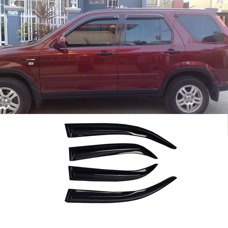 Puermto 94459 Side Window Wind Deflector, 4pcs Out-Channel Tape-On Nice Rain Guards Set, Dark Smoke Window Visor fit for 2002-2006 Honda CR-V - Image 2
