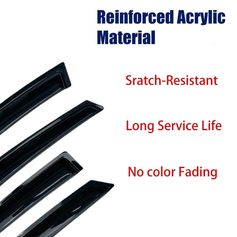Puermto 94459 Side Window Wind Deflector, 4pcs Out-Channel Tape-On Nice Rain Guards Set, Dark Smoke Window Visor fit for 2002-2006 Honda CR-V - Image 3