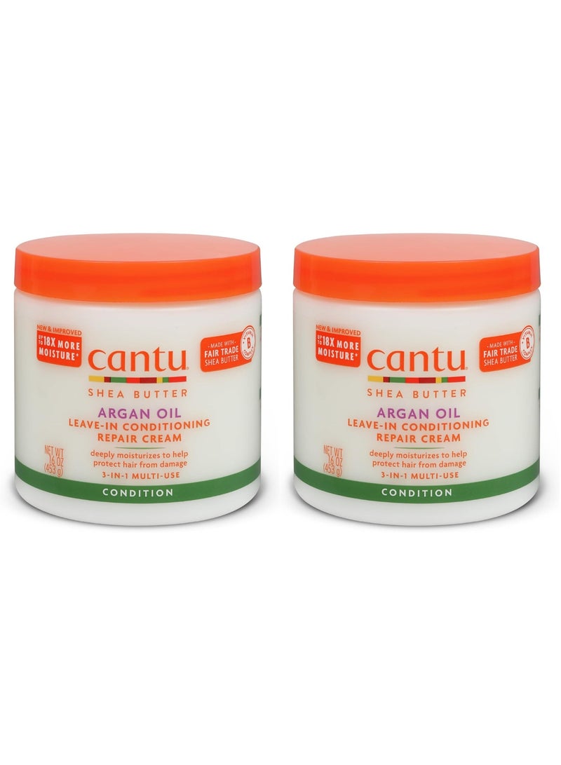 Cantu 2Pcs Argan Oil Leave-In Conditioning Repair Cream 453grams - Image 1