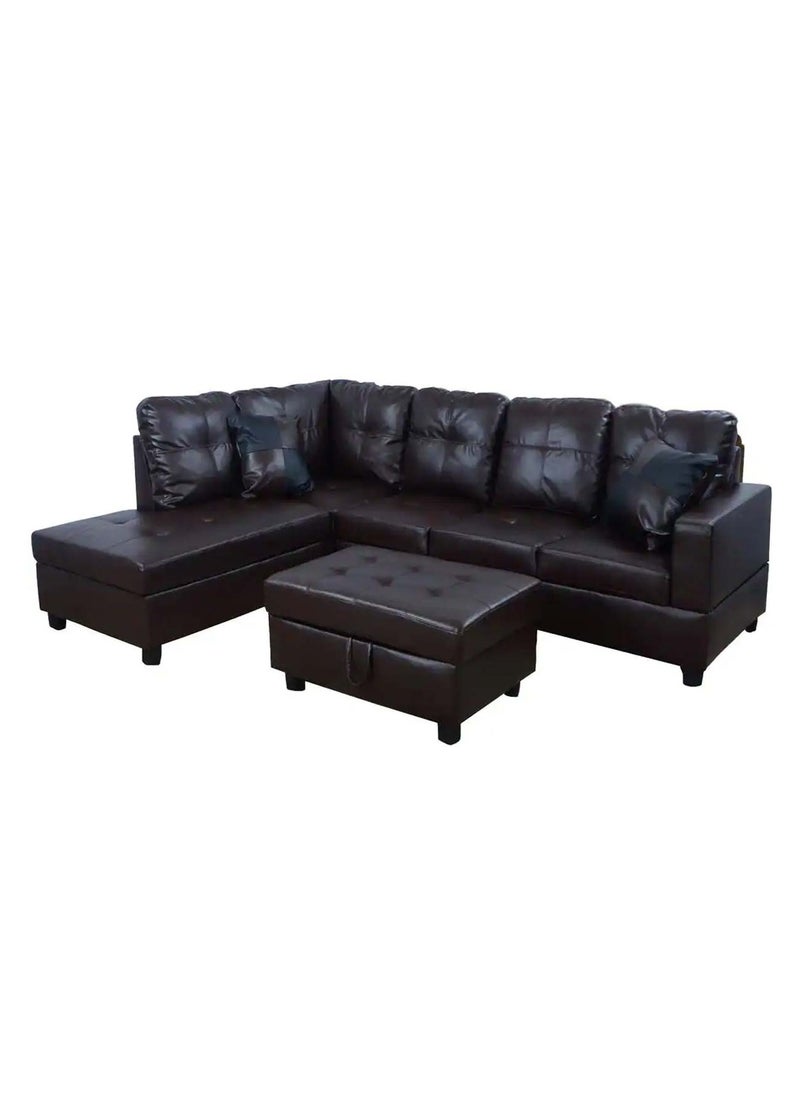 A to Z Furniture - Russ Sectional with Ottoman in Black Color Sectional Sofa with Ottoman - Image 1