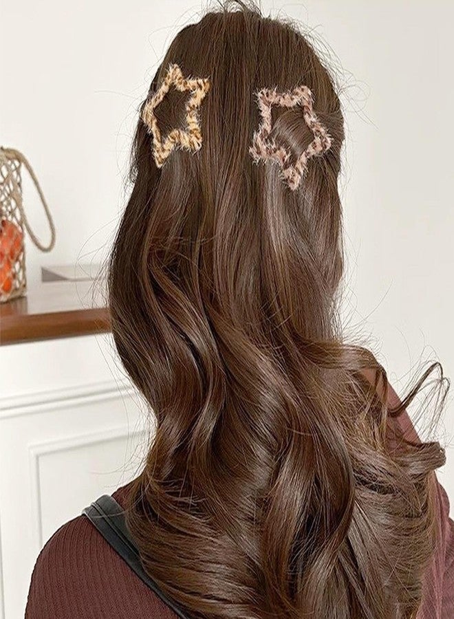 Rannyrena Cute Star Leopard Print Velvet Snap Hair Clips Barrettes for Women Hollow Cloud and Heart Shapes Y2K Bangs Side Hair Clips Hair Accessories 8 Pack - Image 2