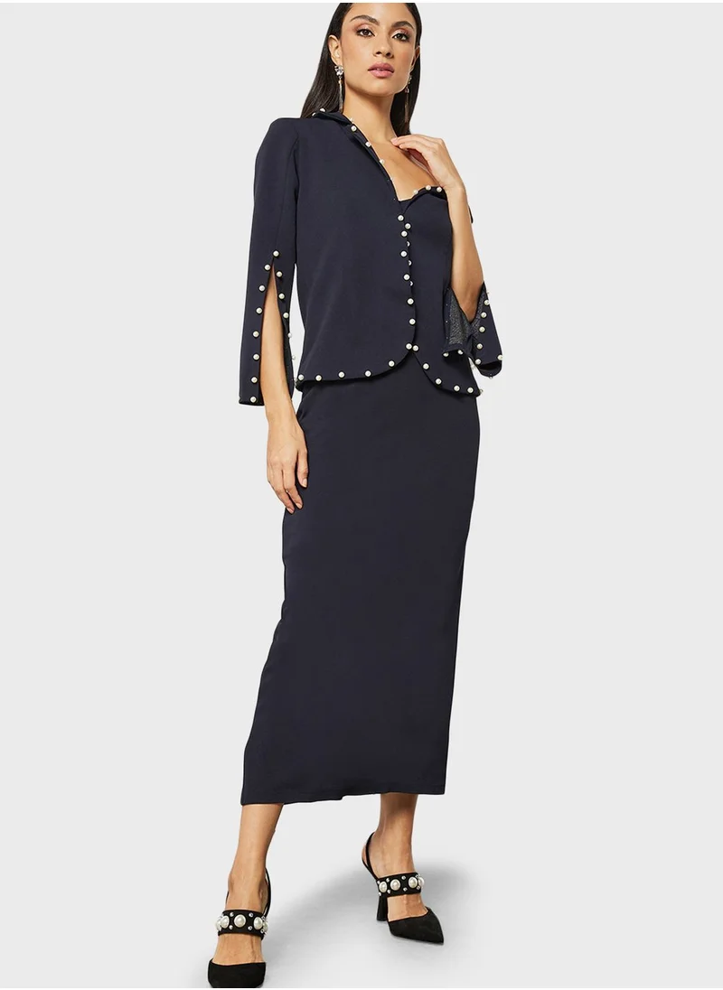 Threadz by Ajooni Split Sleeve Embellished Dress