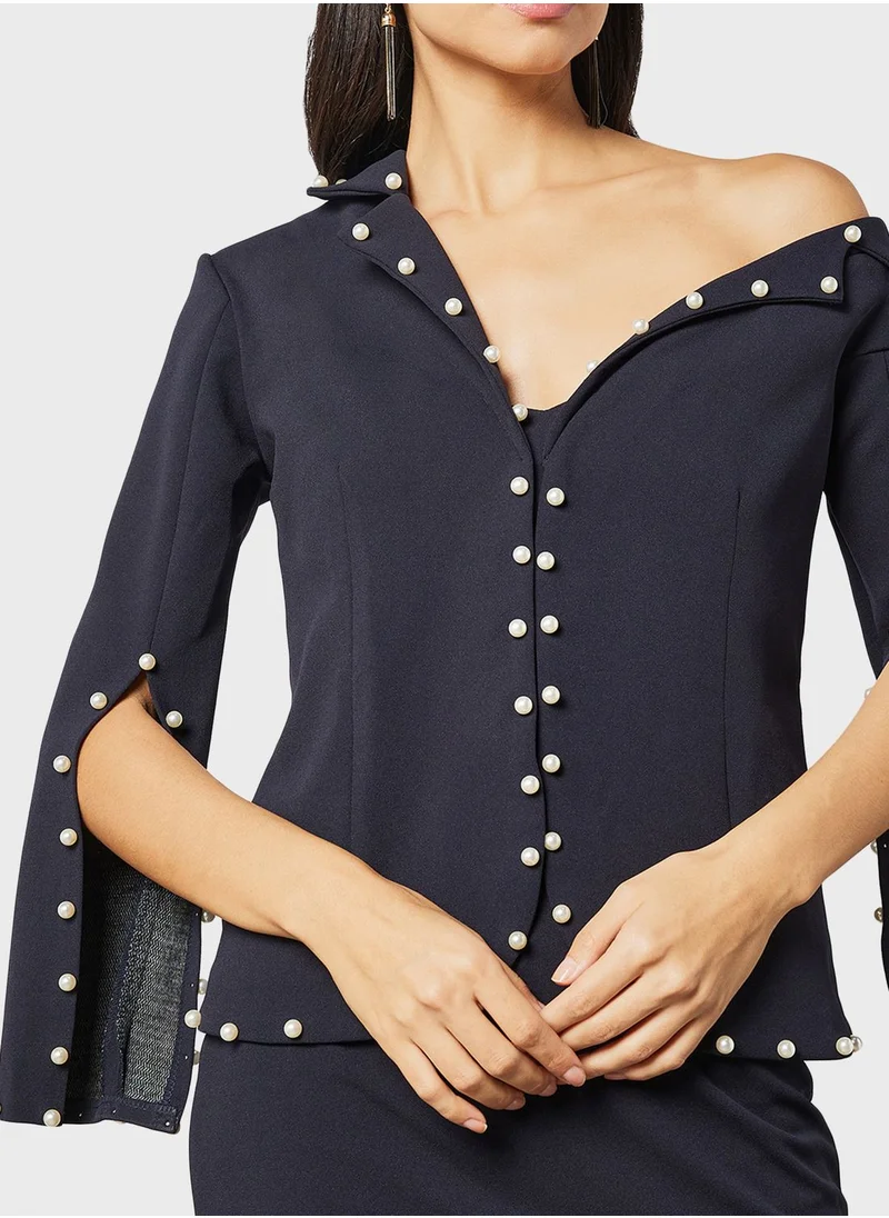 Threadz by Ajooni Split Sleeve Embellished Dress