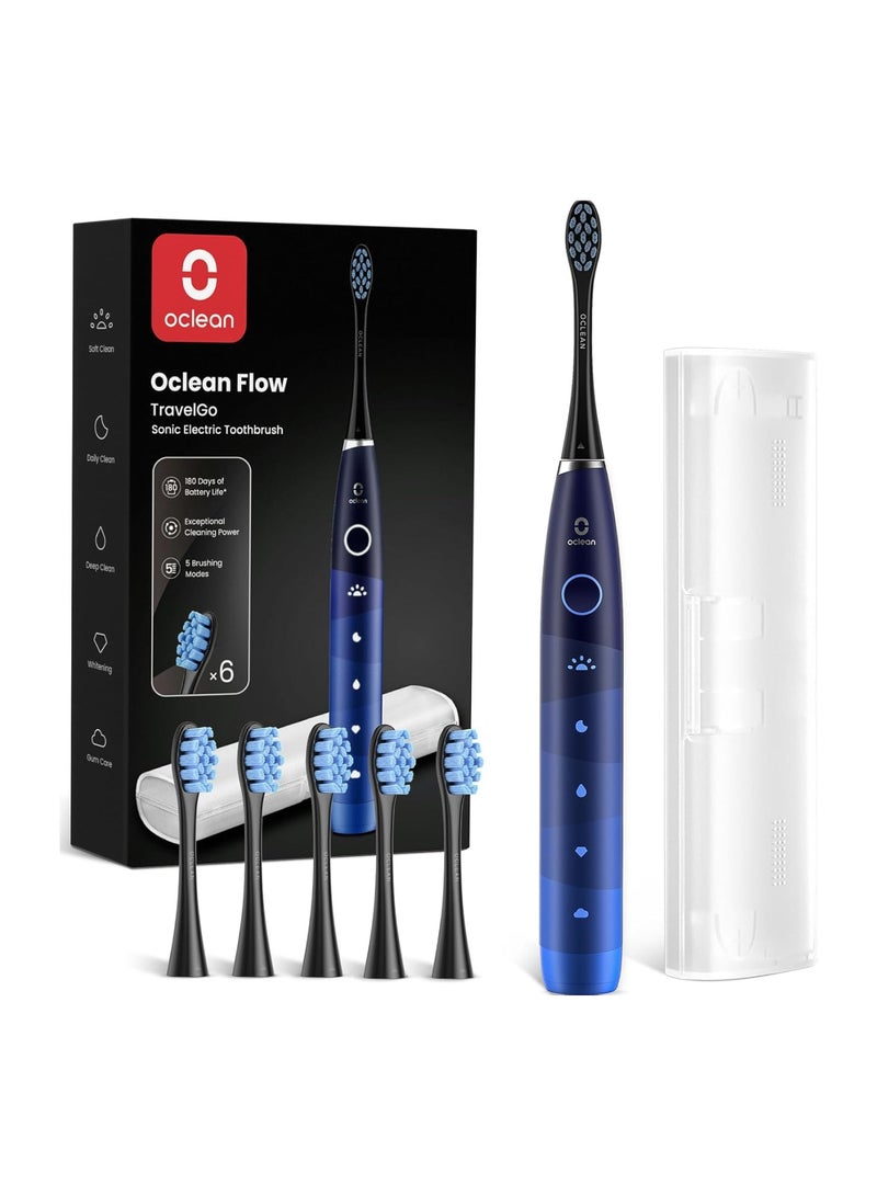 Oclean Electric Toothbrush Flow Travel Go — Blue — Portable Sonic Cleaning – 180 - Day Battery - Image 1
