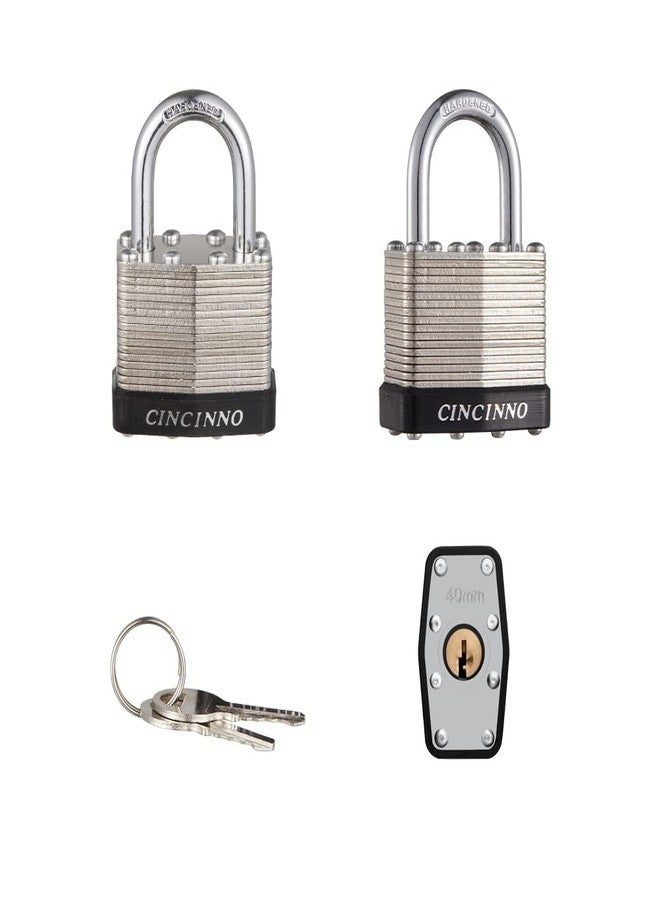 CINCINNO قفل CINCINNO مقاس 40 مم، مصنوع من الفولاذ المصفح المطلي بالنيكل، بمفتاح واحد، جسم بعرض 1-9/16 بوصة، قفل ذو قيد مقاس 1 بوصة مع مفاتيح، عبوة من 12 قفلًا - Image 5