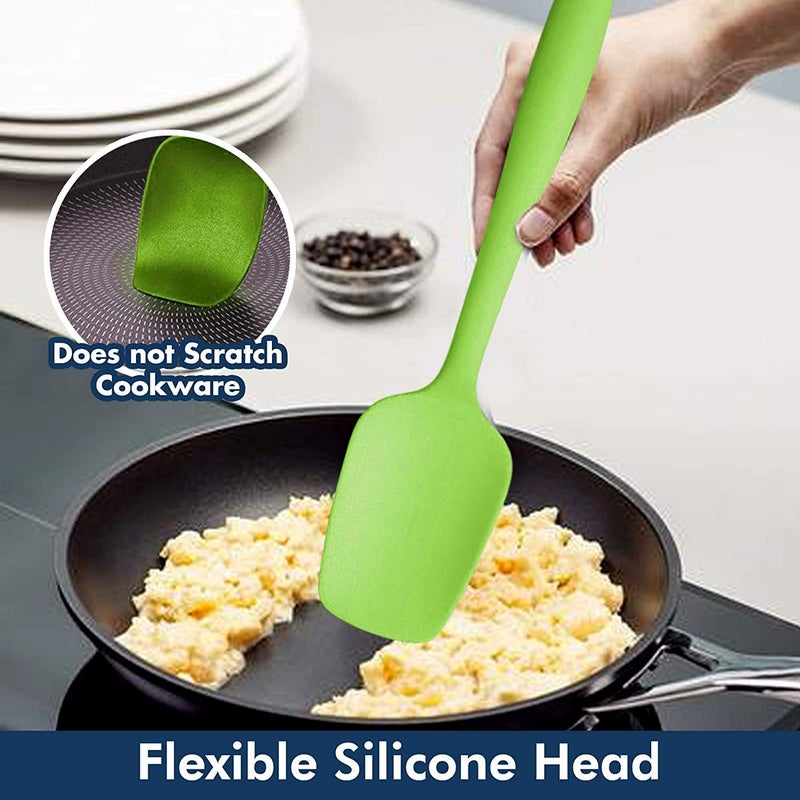 TASKHOUSE Silicone Spatula Set Upgraded 3 Piece High Heat Resistant Pro Grade Spoonula NonStick Rubber Spatulas with Stainless Steel Core for Cooking and BakingGreen - Image 2