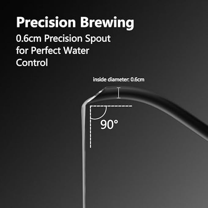 Doeek Gooseneck Electric Kettle 06L Coffee Kettle1000W Smart Temperature Electric Control Kettles Stainless Steel Inner Quick Heating For Pour Over Coffee Brew Tea Boil Hot Water Black - Image 4