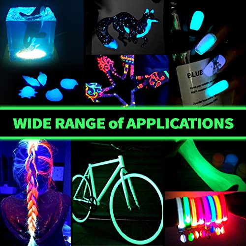 Renfio Glow Powder, 3.5oz 100g Glow in The Dark Face Paint Mica Powder, Fluorescent Luminous Resin Pigment Dye for Supplies, Gel Nail Polish, Slime, Art Painting, Halloween Party - White to Green - Image 5