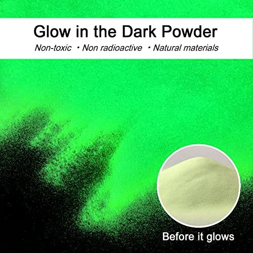 Renfio Glow Powder, 3.5oz 100g Glow in The Dark Face Paint Mica Powder, Fluorescent Luminous Resin Pigment Dye for Supplies, Gel Nail Polish, Slime, Art Painting, Halloween Party - White to Green - Image 2
