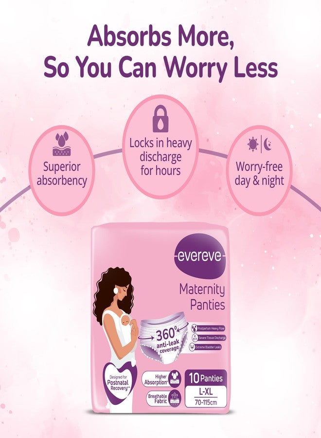 عشية أي وقت مضى سراويل إيفريف النسائية للحوامل، (مقاسات L-XL)، 10 قطع، مناسبة للتدفق الغزير بعد الولادة، حماية كاملة من التسرب، امتصاص ثلاثي، سراويل داخلية ناعمة ومريحة للاستخدام مرة واحدة للتعافي بعد الولادة - Image 3