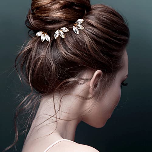 WILLBOND 10 Pieces Crystal Wedding Hair Pins Rhinestone Bridal Hair Clips Pins for Bride Bridesmaids Women (Gold) - Image 3