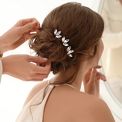 WILLBOND 10 Pieces Crystal Wedding Hair Pins Rhinestone Bridal Hair Clips Pins for Bride Bridesmaids Women (Gold) - Image 4